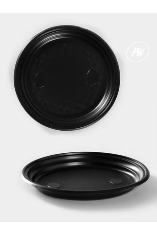 Pusswill 100 Adet Siyah Plastik Tek Kullanımlık Tabaklar 330894004 100 adet