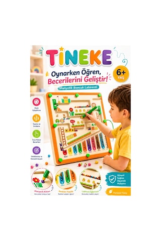 Tineke Manyetik Boncuk Labirenti Eğitici Oyuncak Renk Eşleştirme, Sayma Ve İnce Motor Beceri Oyunu