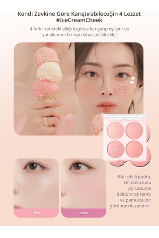 Dasique Karıştırılabilir Renk Tonlarına Sahip 4lü Allık Paleti Blending Mood Cheek 07 Candy Berry 07 Candy Berry