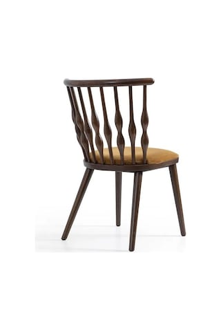 Natura Retro Ahşap Sandalye Ceviz - Sarı