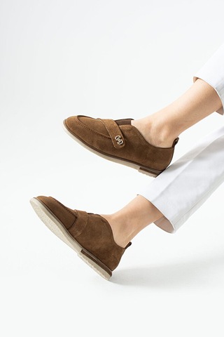 Dericia Shoes Glamour Hakiki Deri Süet Kadın Günlük Rahat Casual Ayakkabı Turuncu