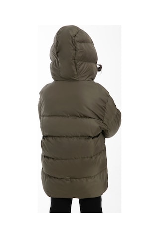 Kız Çocuk Haki Içi Polarlı Kapüşonlu Su Geçirmez Rüzgara Dayanıklı Şişme Kışlık Mont Haki