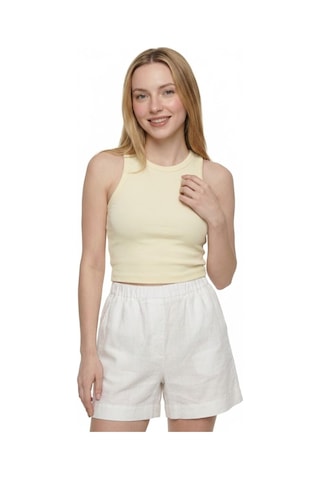LOFT Crop Kadın Atlet Light Yellow