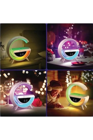 Tepe Işıklı Led Kablosuz Masaüstü Hoparlörü Şarj Standı G Şekil Müzik Makinesi Wireless