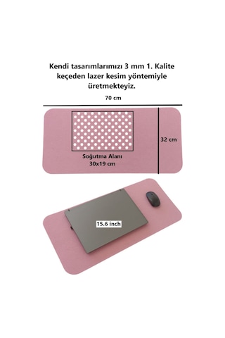 Çalışma Masası Düzenleyici Keçe Bilgisayar Mouse Pedi Masa Üstü Düzenleyici Mat 70x32 Cm Pembe