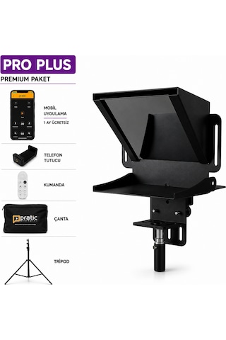 Pratic Teleprompter Pro Plus Set Kumanda Çanta Tripod Yerli Üretim