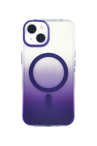 Zore Apple iPhone Uyumlu 13 Kılıf M-safe Şarj Özellikli Transparan Renk Geçişli Omsy Toros Kapak - Mor
