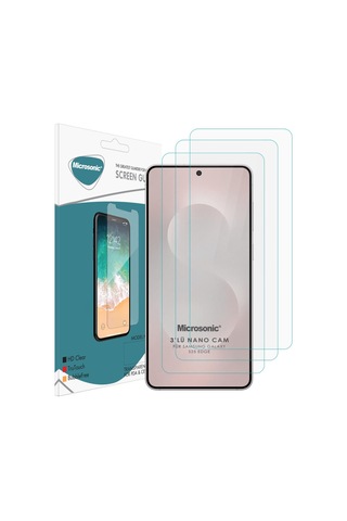 Microsonic Samsung Uyumlu Galaxy S25 Edge Screen Protector Nano Glass Cam Ekran Koruyucu 3 Lü Paket