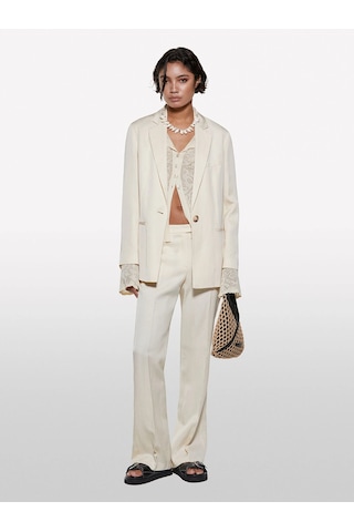 Sisley Keten Karışımlı Bağlamalı Oversize Blazer Ceket Kadın Şampanya Ceket - 325p2g1wlw031