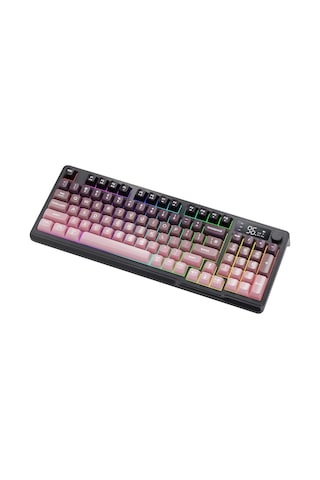 M96 Kablosuz 2.4ghz Kablosuz + Bt Çift Modlu Klavye Led Ekranlı Oyun Klavyesi İle Pbt Knob Rainbow