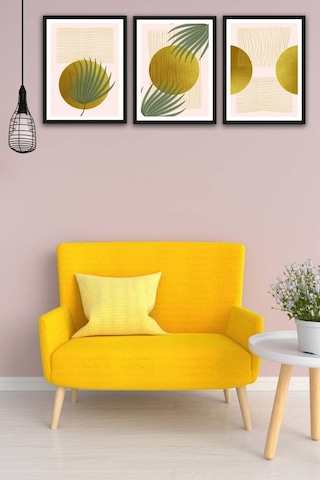 No77decor 3 Parça Renkli Bohem Tarzında Siyah Çerçeve Görünümlü Tasarım Uv Baskı Mdf Tablo Seti Dac313mdf3lu