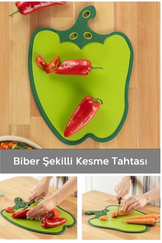 Dolma Biber Figürlü Kaydırmaz Kesme Tahtası Doğrama Panosu Renkli