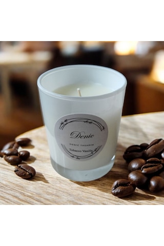 Denic Kokulu Mum Beyaz Cam Bardak Toboco Vaniliaa 9*7 Çap