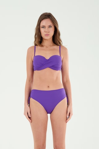 Louren Kadın Mor Sırt Bağlamalı Kaplı Balenli Straplez Bikini Takımı Mor