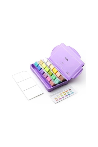 Himi Twin Cup Gouache Set- 48 Colours Green Case Çoklu