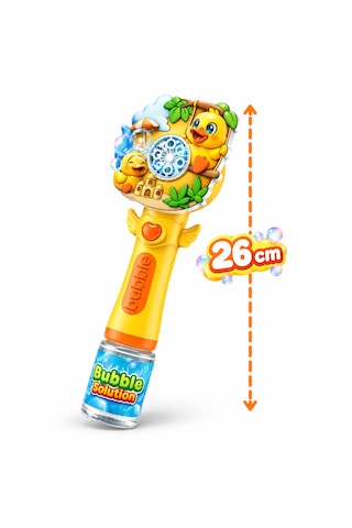Oyuncak Işıklı Tam Otomatik Köpük Makinesi 26 Cm 4 Pilli Baloncuk Oyuncağı Köpük Sıvılı 3 Renk Sarı