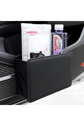 Siyah Araba Çöp Kutusu, Deri Araç Çöp Kutusu, Araba Çöp Kutusu Çöp Düzenleyici Tutucu, Katlanabilir Asılı Mini Araba Saklama Çantası Araba, Suv İçin