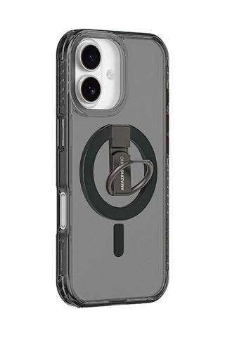 Apple Uyumlu iPhone 17 Kılıf M-safe Şarj Özellikli Yüzük Standlı Amazingthing Titan Pro Serisi Kapak Siyah Siyah