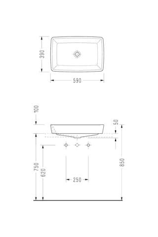 Serel - Rita Tezgah Üstü Lavabo 60x40 Cm Beyaz - Rt46dss000- Beyaz