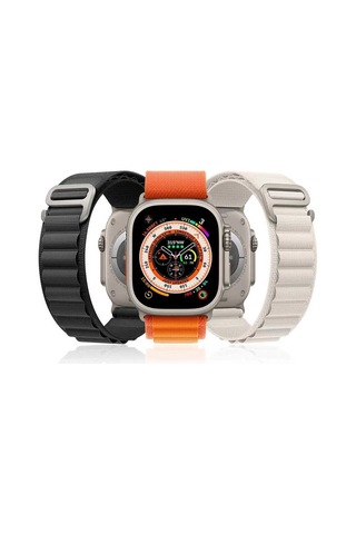 Watch Ultra 49mm Uyumlu Krd-74 Hasır Zore Kordon-turuncu
