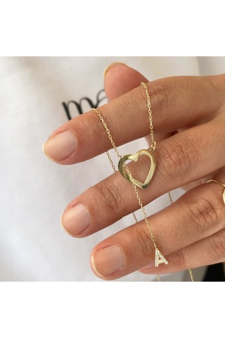 Gümüş Harfli Ve Kalpli Kolye