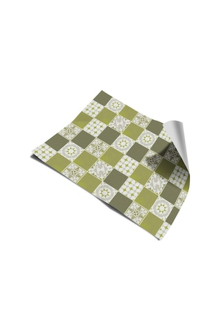 Tezgah Arası Mutfak Kendinden Yapışkanlı Folyo Kaplama Modern Fayans Desen Yeşil 60cmx100cm