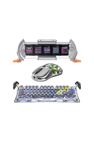 Gravastar K1 Pro Mekanik Gaming Klavye, M1 Pro Kablosuz Optik Mouse Ve Dijital Resim Çerçevesi Oyunc