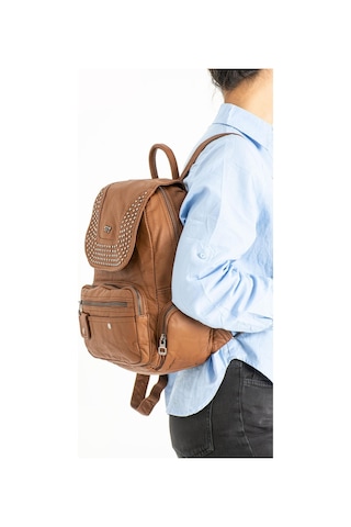 571 Collections Yıkanmış Deri Sırt Çantası Taba Model: 571-9-11d - Taba