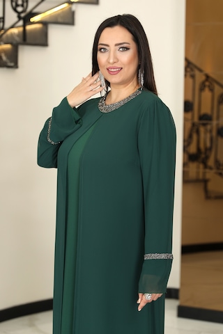 Raika Moda Sultan Büyük Beden Tesettür Abiye Zümrüt