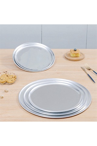 Pizza Tepsisi/tepsisi, Dar Kenar, Alüminyum, 8 İnç Gümüş