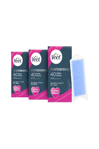 Veet Bacak Vücut Bölgesi Hassas Ciltler Ağda Bandı 3 x 40 Adet