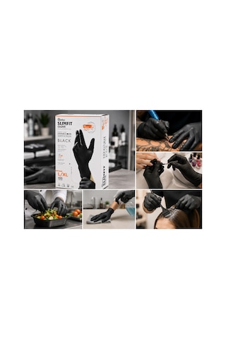 Reflex Slimfit Siyah Pudrasız Muayene Eldiveni L-xl 100 Lü Tek Kullanımlık Koruyucu Eldiven