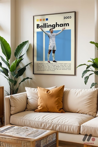 Bellingham Futbol Posteri, Siyah Çerçeveli Duvar Tablosu - Spor Severlere Hediye