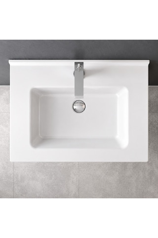 Dura Sees Tezgah Üstü Slim Lavabo 65x46,5 Cm Dolap Uyumlu Batarya Delikli Beyaz 5810