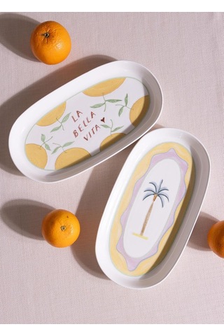 Marka Italian Summer Oval Servis Tabağı 2li 23 Cm Çok Renkli