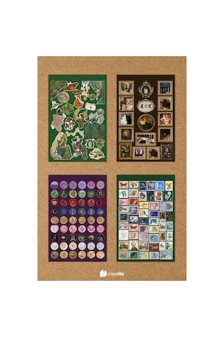 Vintage Sticker Defteri Bullet Journal, Scrapbook Vintage Sticker Defteri 165-Koyu Yeşil