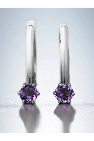 Uvelirnye Tradicii 925 Ayar Gümüş Doğal Ametist Küpeler 217134642 Pembe