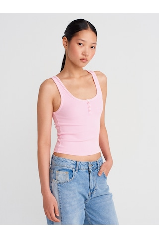 Dilvin 21115 Düğmeli Askılı Top-pembe Pembe