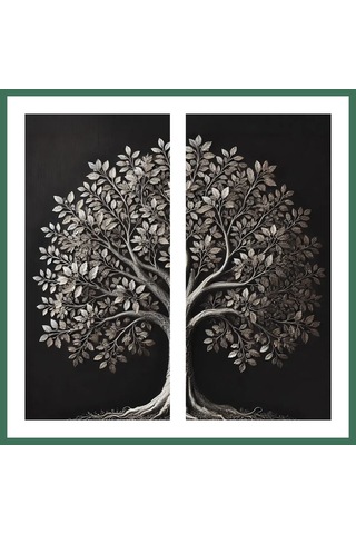 En-cag 2li Eskitme Krom Ağaç Kanvas Tablo 60x120cm X2 Bss