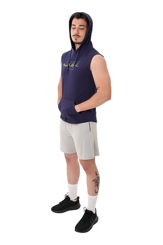 Musclecloth Icon Kapüşonlu Kolsuz T-shirt Lacivert Lacivert