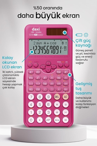 Daxi X-800 Yeni Nesil 240 Fonksiyonlu Bilimsel Hesap Makinesi Fuşya Genel