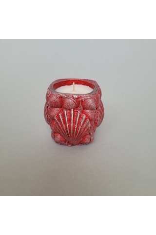 Âric Kırmızı Deniz Kabuklu Bardakta Dekoratif Soya Wax Mum 002
