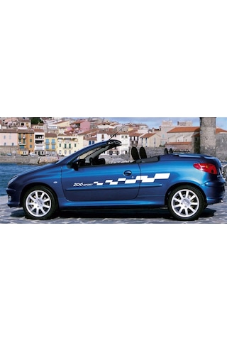 Peugeot 206 Sport Yazılı Yan Kapı Desenli Sticker Etiket Modeli