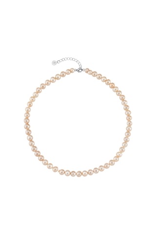 Pudra Pembe Doğal İnci Kolye Beyaz