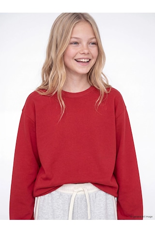 LC Waikiki Lcw Kids Ekru Bisiklet Yaka Baskılı Kız Çocuk 2'li Sweatshirt Ecru