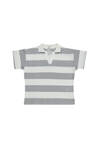 Civil Girls Çizgili Polo Yaka 10-13 Yaş Tişört - Gri