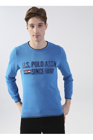 U.s. Polo Assn. Bisiklet Yaka Mavi Erkek Kazak Kolon Kobalt