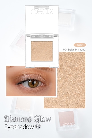Cre'ars Yoğun Işıltılı Jel Yapılı Tekli Far Diamond Glow Eyeshadow 04 Beige Diamond