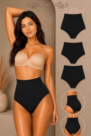 Fit Women Kadın Yüksek Bel Esnek 3 Lü Külot Siyah