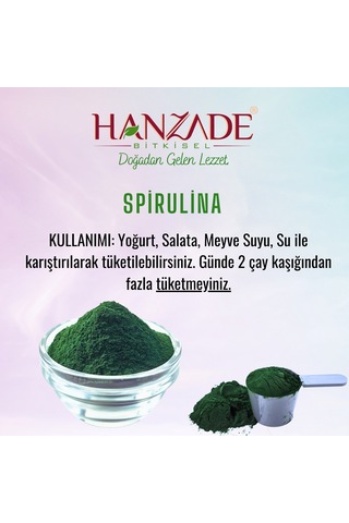 Hanzade Bitkisel Yenilebilir Spirulina Yosun Tozu 100 G